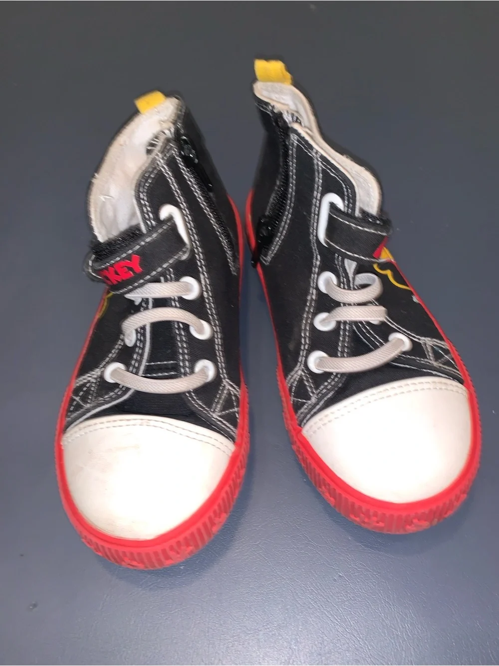 Disney Black and Red High-Top Kids Sneakers with White Toecaps